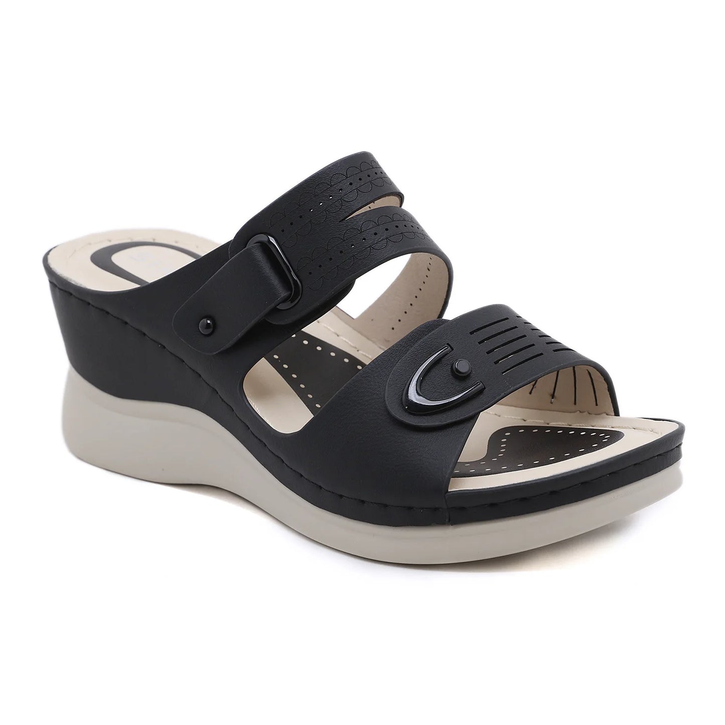 SIKETU Brand Summer Fashion 2025 Women Slippers Wedge Platform Beach Leisure Sewing Thread Anti-slide Shoes Outside Hollow Out