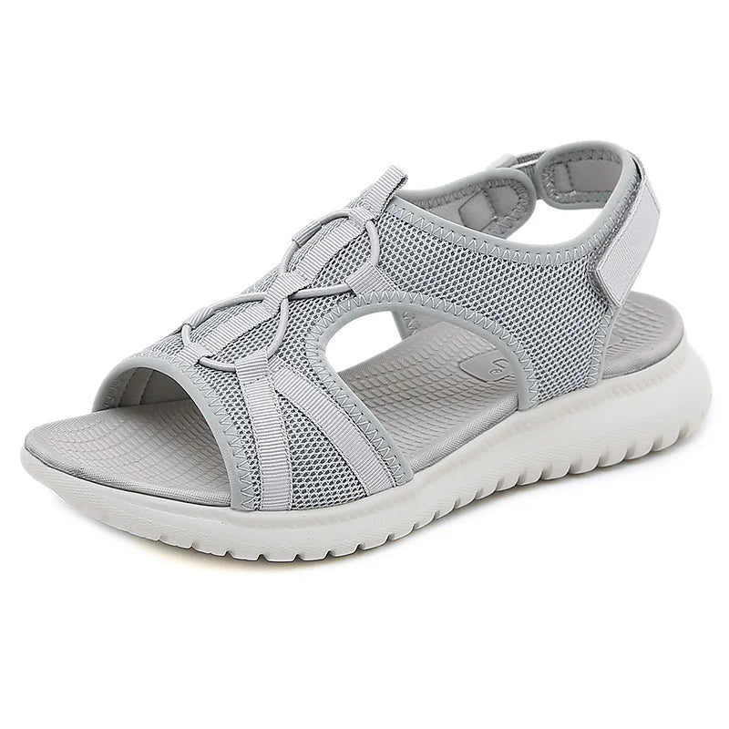SIKETU Brand Casual Summer Wedge Sandals Women Solid Color Breathable Round Toe Shoes Slip on Hook Loop Beach Outside Office 42