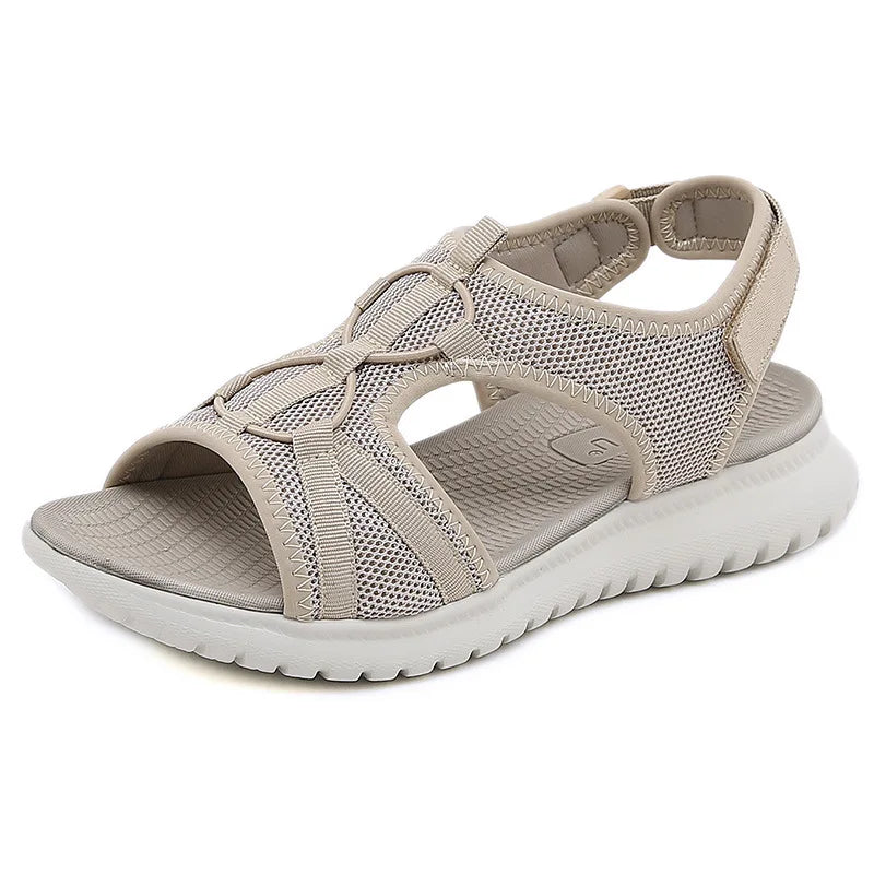 SIKETU Brand Casual Summer Wedge Sandals Women Solid Color Breathable Round Toe Shoes Slip on Hook Loop Beach Outside Office 42
