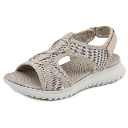 SIKETU Brand Casual Summer Wedge Sandals Women Solid Color Breathable Round Toe Shoes Slip on Hook Loop Beach Outside Office 42