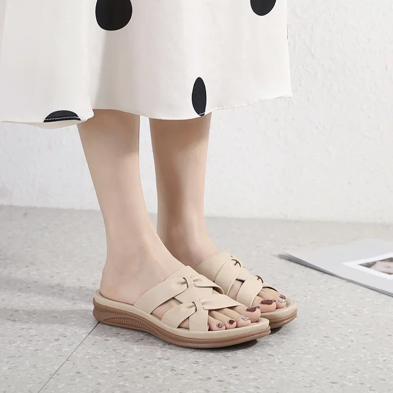 SIKETU Brand New Style Women Basic Solid Color Slippers Sweet Bowknot Novelty Korean Flat Heel Shoes Leisure Fashion Girls Black